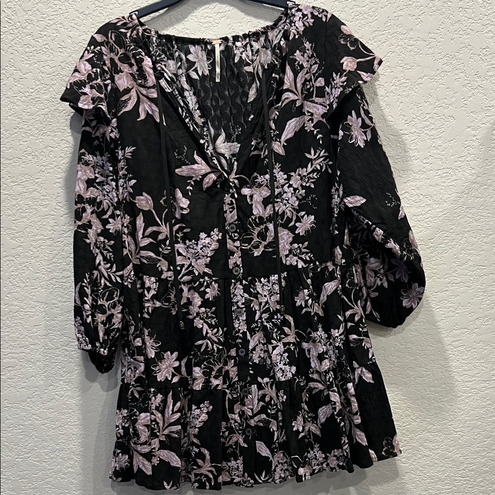 Free People size XS Floral Black and Purple Women's dress